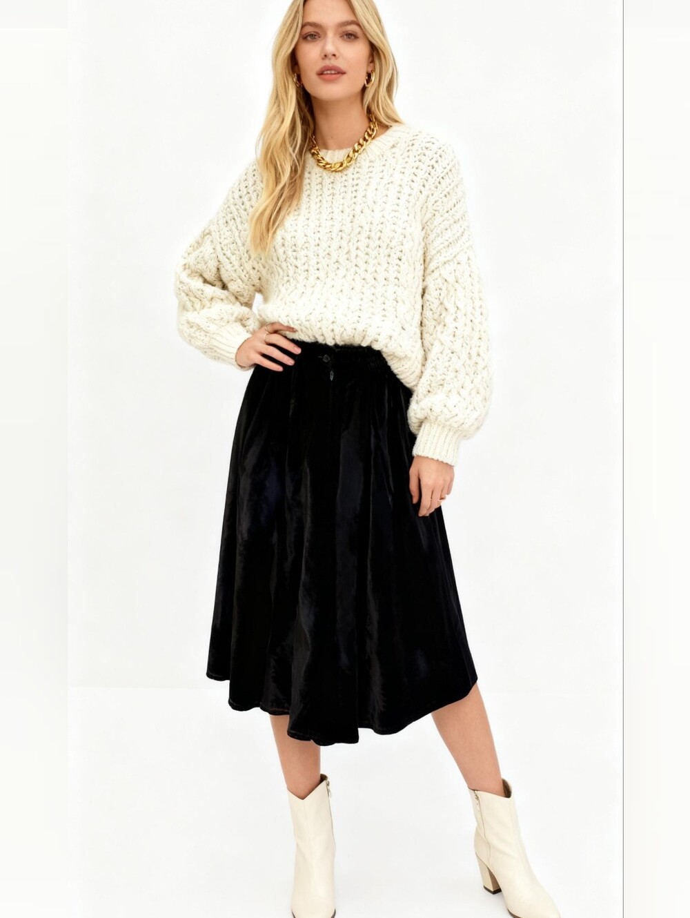 Norton McNaughton Velvet Flare Midi Skirt In Dark Green Size 8